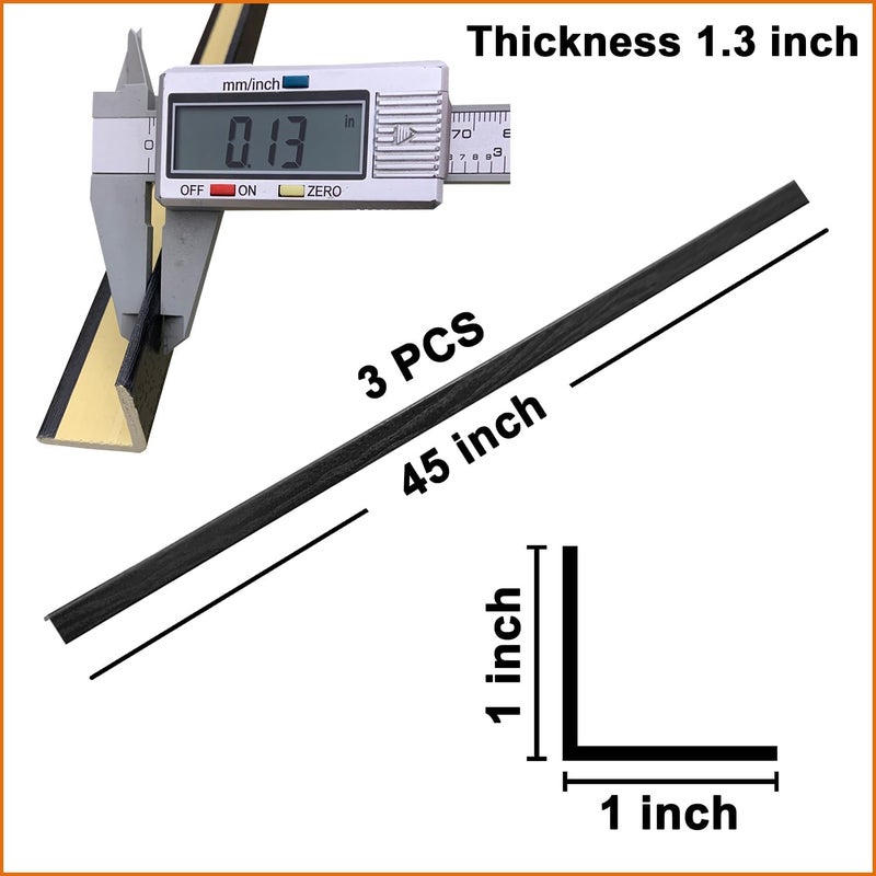 YLL YLL 3 PCS 45" Wall Corner Protector Trim Borders for Wall Black Wood Grain Wall Edge Strip Crown Molding Trim Door and Window Frames Mirror Trim Backsplash Tile Edge - Image 2